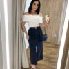 Saia Midi Jeans Feminina Núbia com Fenda Frontal Preta - Fernanda Ramos Store