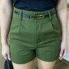 Short Social Feminino Melissa Alfaiataria Verde com Cinto - Fernanda Ramos Store