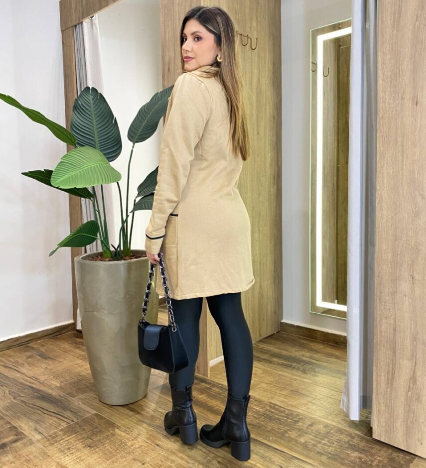 Sobretudo Feminino com Botões Julia Bege - Fernanda Ramos Store