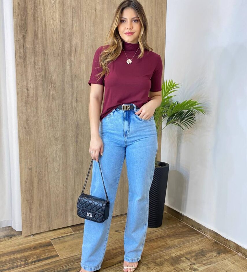 T-shirt Feminina Érica Gola Alta Bordô - Fernanda Ramos Store