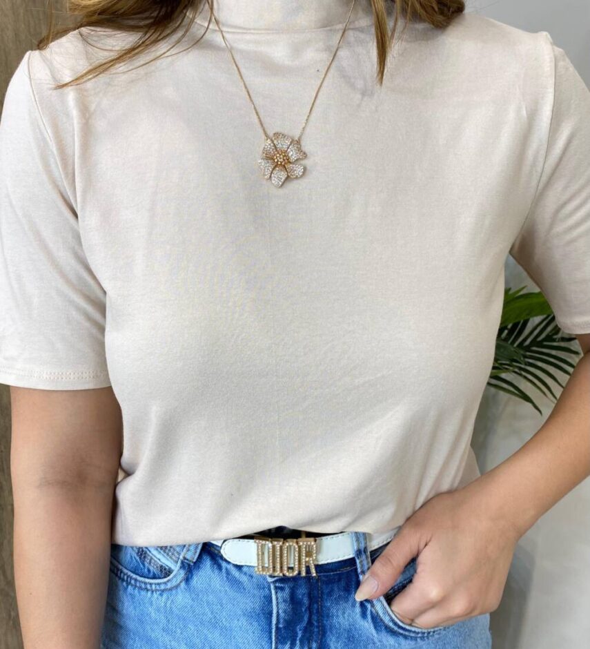 T-shirt Feminina Érica Gola Alta Nude - Fernanda Ramos Store