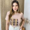 T-shirt Feminina Manga Curta Bege Escuro Style Fashion - Fernanda Ramos Store