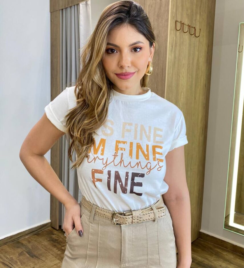 T-shirt Feminina Manga Curta Off White It's Fine - Fernanda Ramos Store