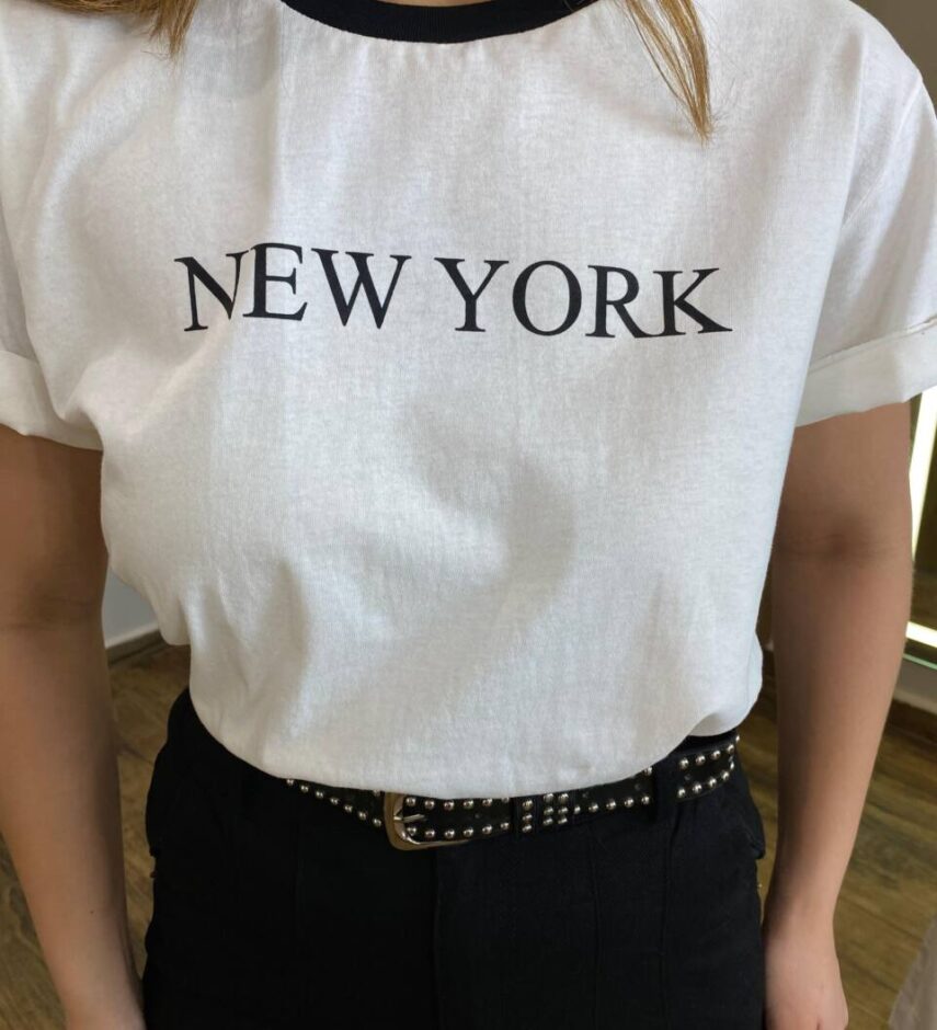 T-shirt Manga Curta Plus Size Off White New York - Fernanda Ramos Store