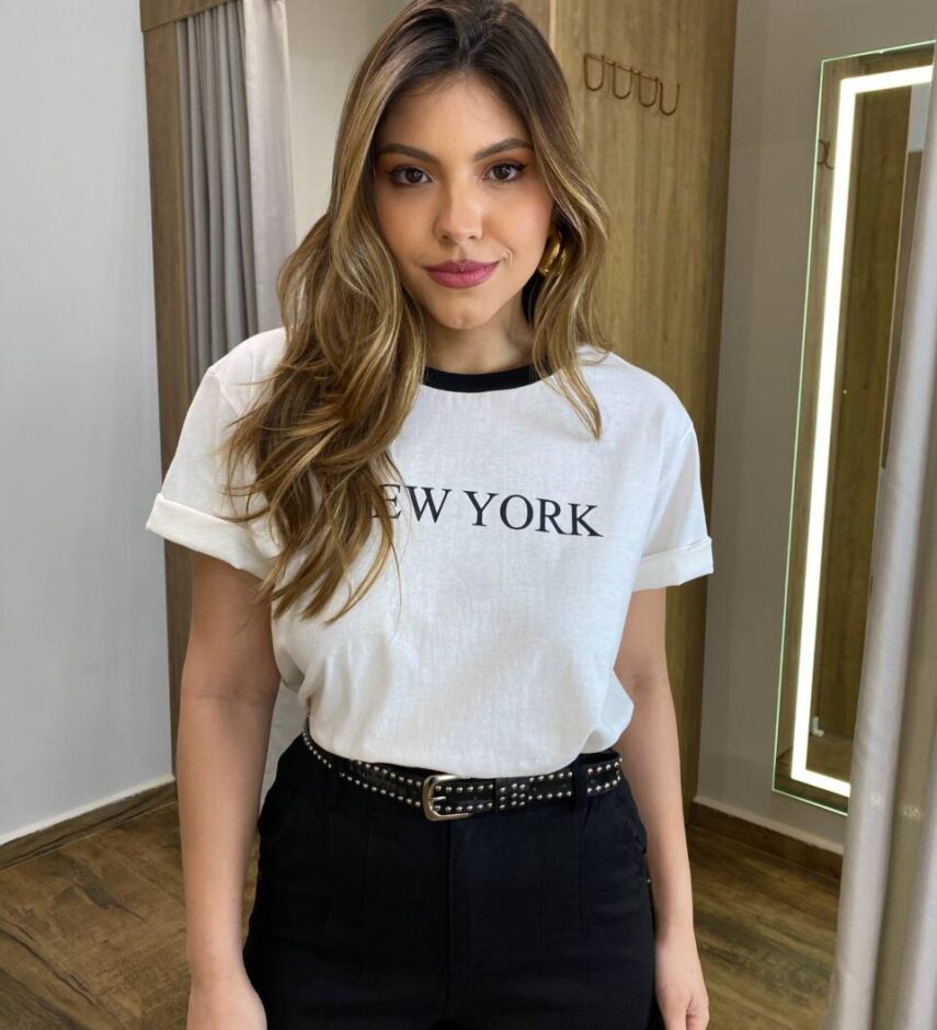 T-shirt Manga Curta Plus Size Off White New York - Fernanda Ramos Store