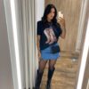 T-shirt Manga Curta Plus Size Preta com Estampa de Bota - Fernanda Ramos Store