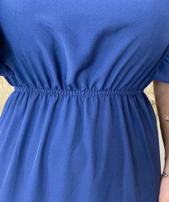 Vestido Longo Jade sem Bojo Azul Marinho com Detalhe em Guipir - Fernanda Ramos Store