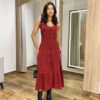 Vestido Longuete Suzy com Bojo e Botões Xadrez Vermelho - Fernanda Ramos Store