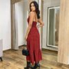 Vestido Longuete Suzy com Bojo e Botões Xadrez Vermelho - Fernanda Ramos Store