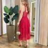 Vestido Midi Gabrieli com Bojo Tule Vinho - Fernanda Ramos Store