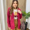 Blazer Manga Longa Feminino Débora com Bolsos Falsos Vinho - Fernanda Ramos Store