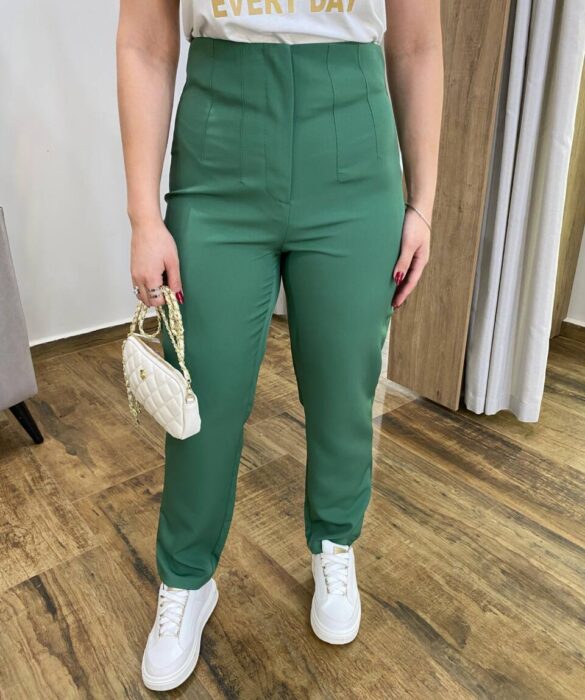 Calça Feminina Alfaiataria Elo com Zíper Verde - Fernanda Ramos Store