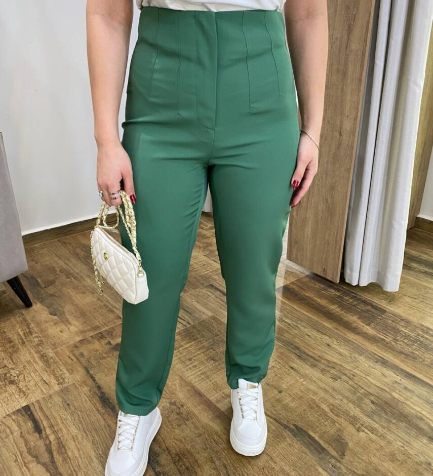 Calça Feminina Alfaiataria Elo com Zíper Verde - Fernanda Ramos Store