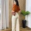 Calça Feminina Alfaiataria Pantalona Jade Nude - Fernanda Ramos Store