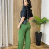 Calça Feminina Alfaiataria Pantalona Jade Verde - Fernanda Ramos Store