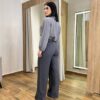 Calça Feminina Clara Alfaiataria Pantalona Cinza com Amarração - Fernanda Ramos Store