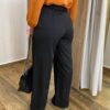 Calça Feminina Clara Alfaiataria Pantalona Preta com Amarração - Fernanda Ramos Store