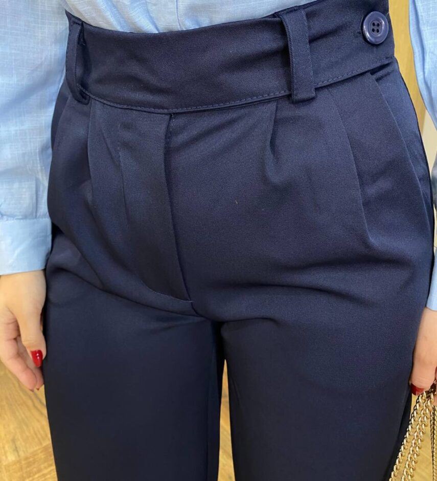 Calça Feminina Heloísa Alfaiataria Pantalona Azul Marinho - Fernanda Ramos Store