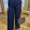 Calça Feminina Heloísa Alfaiataria Pantalona Azul Marinho - Fernanda Ramos Store