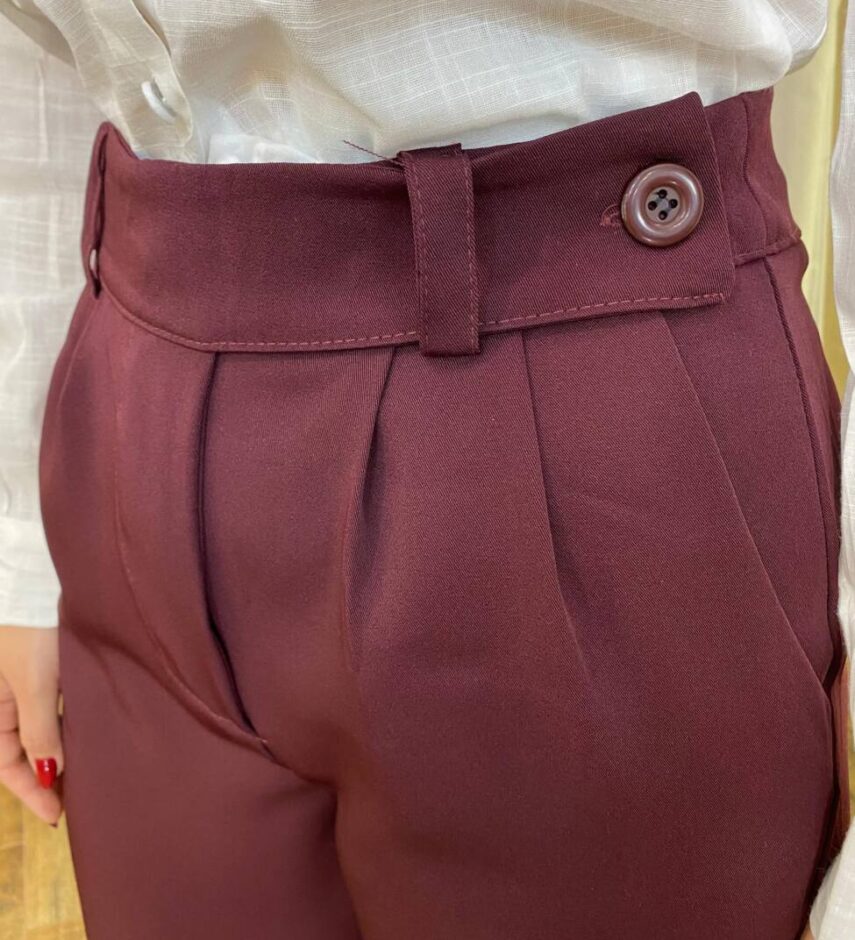 Calça Feminina Heloísa Alfaiataria Pantalona Bordô - Fernanda Ramos Store