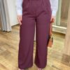 Calça Feminina Heloísa Alfaiataria Pantalona Bordô - Fernanda Ramos Store