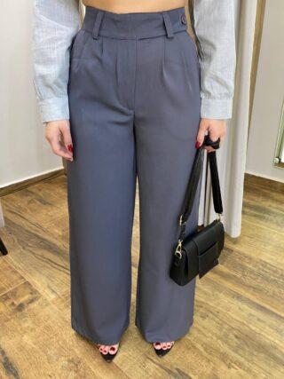 Calça Feminina Heloísa Alfaiataria Pantalona Cinza Escuro - Fernanda Ramos Store