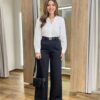 Calça Feminina Heloísa Alfaiataria Pantalona Preta - Fernanda Ramos Store