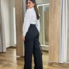 Calça Feminina Heloísa Alfaiataria Pantalona Preta - Fernanda Ramos Store