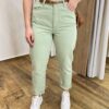 Calça Feminina Mom Sarja com Cinto Verde 016420 - Fernanda Ramos Store