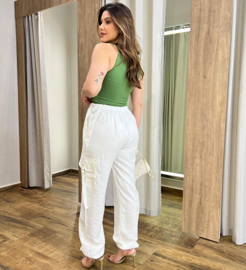 Calça Feminina Parachute Cargo Off White - Fernanda Ramos Store