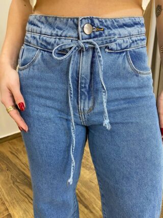 Calça Jeans Feminina Bia Wide Leg com Amarração - Fernanda Ramos Store