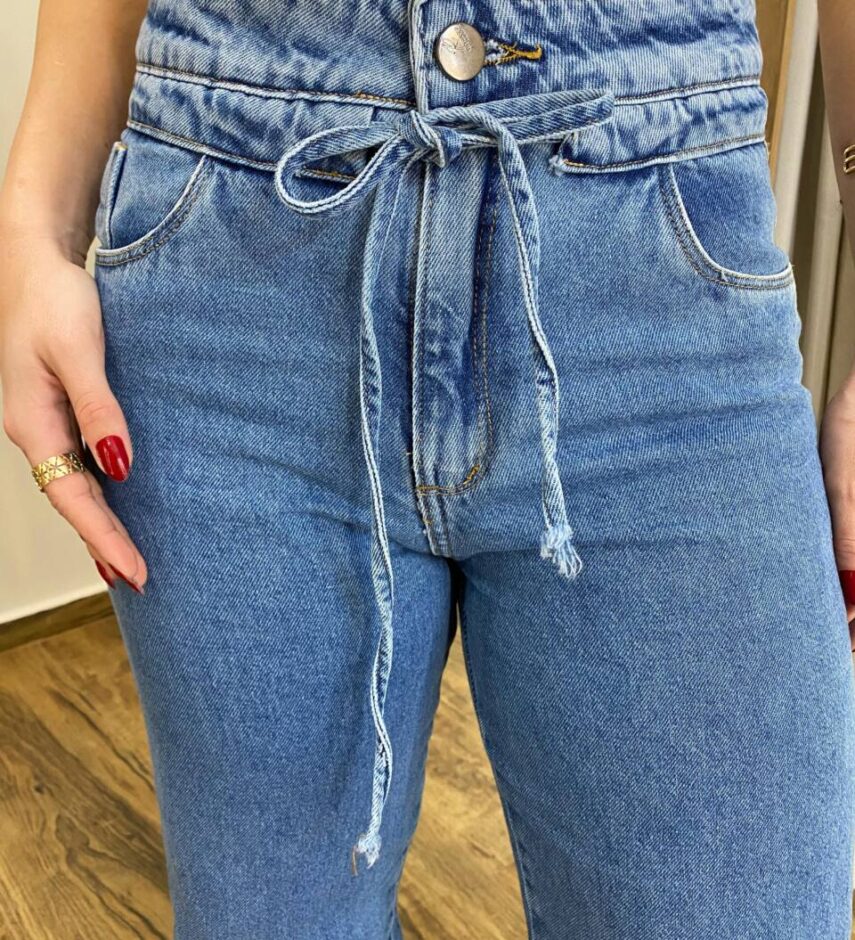 Calça Jeans Feminina Bia Wide Leg com Amarração - Fernanda Ramos Store