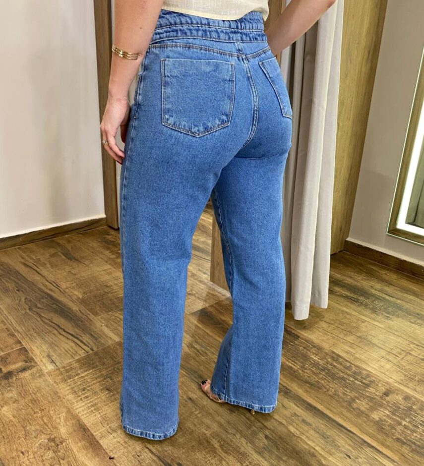 Calça Jeans Feminina Bia Wide Leg com Amarração - Fernanda Ramos Store