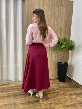 Camisa Feminina Sophia Manga Longa Rosa Listrada - Fernanda Ramos Store