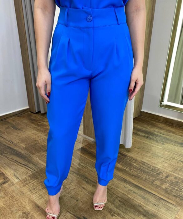 Conjunto Feminino Alfaiataria Lara Regata e Calça Cenoura Azul - Fernanda Ramos Store