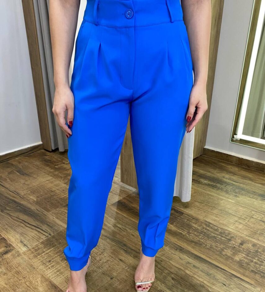 Conjunto Feminino Alfaiataria Lara Regata e Calça Cenoura Azul - Fernanda Ramos Store