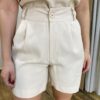 Conjunto Feminino Alfaiataria Luna Blusa Manga Curta e Short Nude - Fernanda Ramos Store