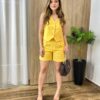 Conjunto Feminino Aurora Viscolinho Colete e Short Amarelo - Fernanda Ramos Store