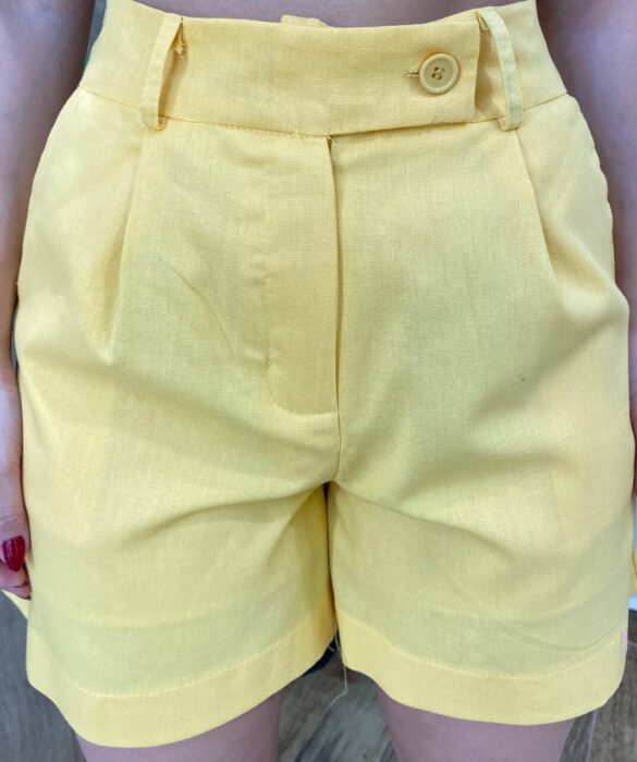 Conjunto Feminino Aurora Viscolinho Colete e Short Amarelo - Fernanda Ramos Store