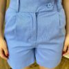 Conjunto Feminino Aurora Viscolinho Colete e Short Azul - Fernanda Ramos Store