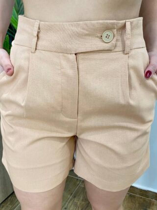Conjunto Feminino Aurora Viscolinho Colete e Short Bege - Fernanda Ramos Store