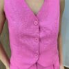 Conjunto Feminino Aurora Viscolinho Colete e Short Rosa - Fernanda Ramos Store