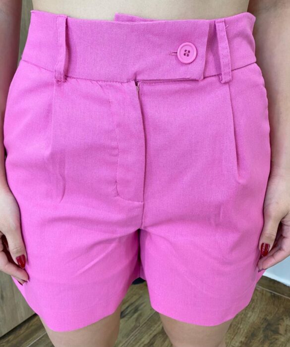 Conjunto Feminino Aurora Viscolinho Colete e Short Rosa - Fernanda Ramos Store