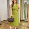 Conjunto Feminino Ayla Regata e Saia Midi Verde com Cinto - Fernanda Ramos Store