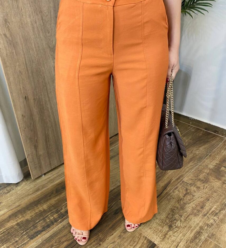 Conjunto Feminino Fernanda Colete e Calça Pantalona Terracota Claro - Fernanda Ramos Store