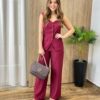 Conjunto Feminino Fernanda Colete e Calça Pantalona Vinho - Fernanda Ramos Store