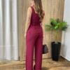 Conjunto Feminino Fernanda Colete e Calça Pantalona Vinho - Fernanda Ramos Store