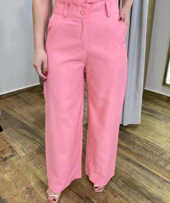 Conjunto Feminino Laísa Blusa Tomara que Caia e Calça Rosa - Fernanda Ramos Store