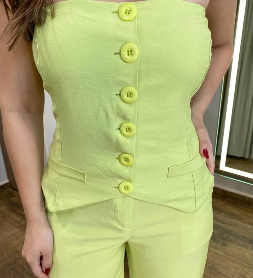 Conjunto Feminino Laísa Blusa Tomara que Caia e Calça Verde - Fernanda Ramos Store