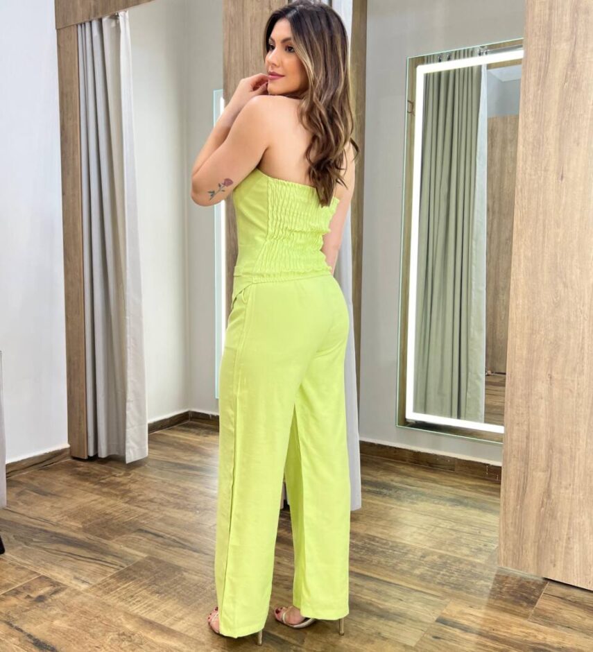 Conjunto Feminino Laísa Blusa Tomara que Caia e Calça Verde - Fernanda Ramos Store